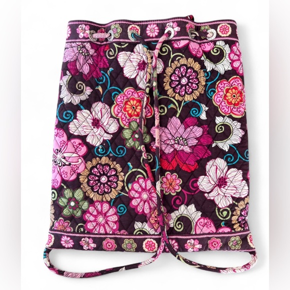 Vintage Vera Bradley Multicolor Floral Draw String Backpack Bag - Picture 2 of 3